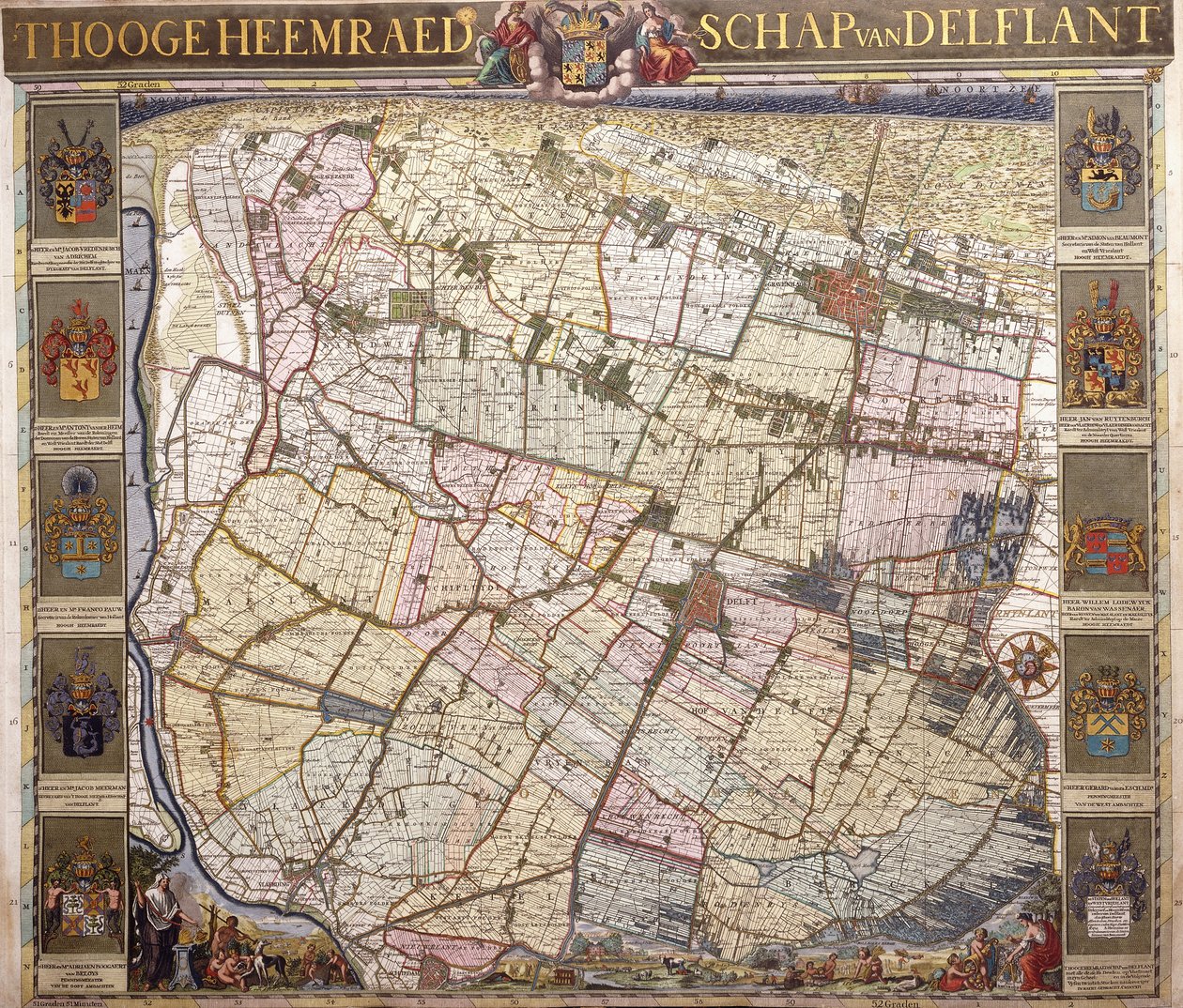 Carte murale de Delftland, 1712 - Netherlandish School