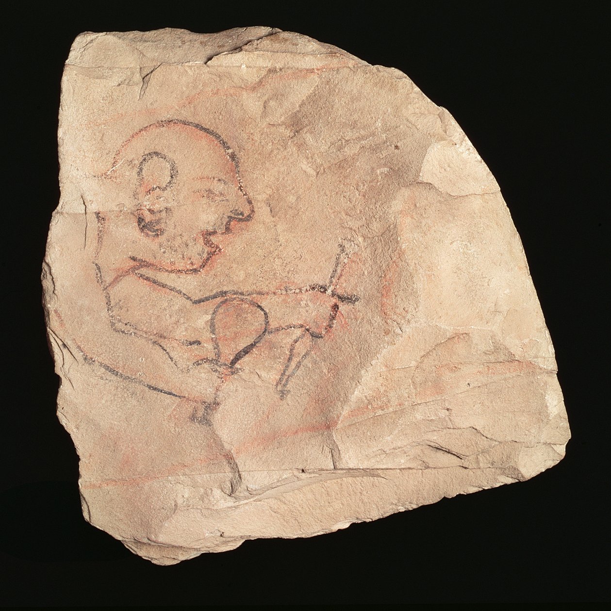 Ostracon représentant un tailleur de pierre non rasé, peut-être de Deir el-Médina, 19e-20e Dynastie, 1200-1153 av. J.-C. - New Kingdom Egyptian