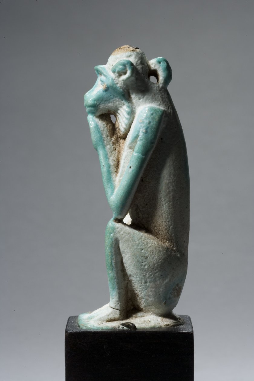 Amulette de singe, 18e-19e Dynastie, 1540-1186 av. J.-C. (faïence) - New Kingdom Egyptian