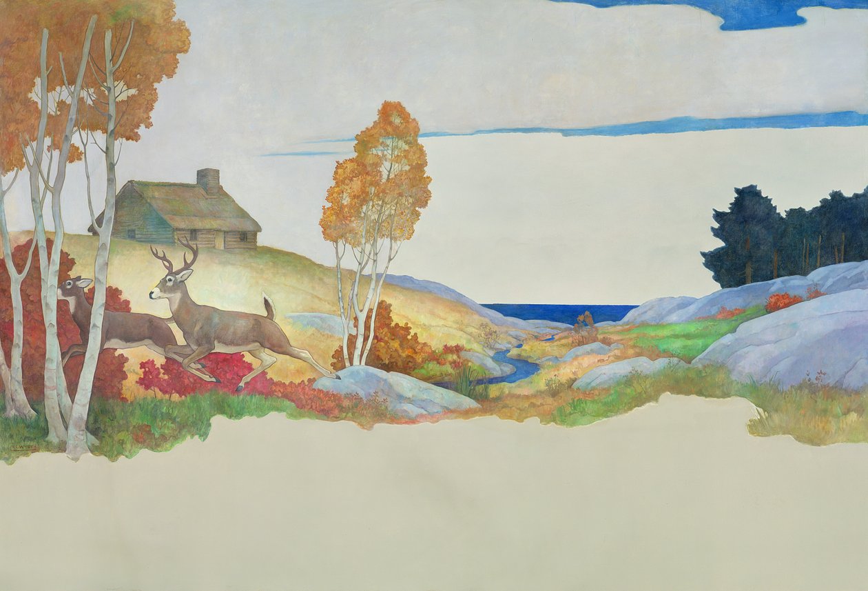 Cerfs et ruisseau, 1945 - Newell Convers Wyeth