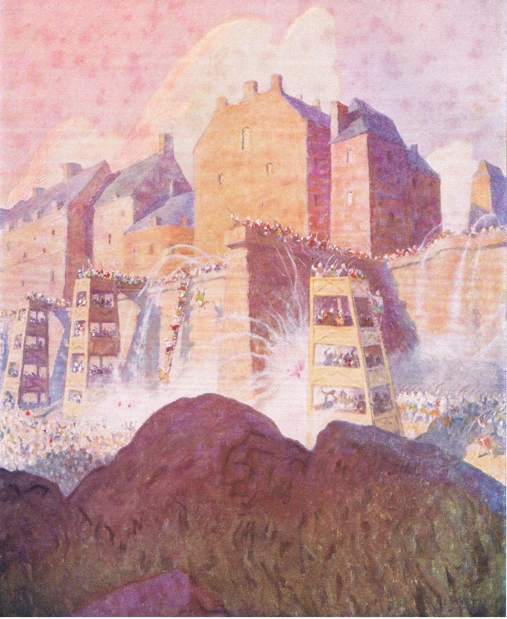 La bataille du château de Stirling, tirée de The Scottish Chiefs publiée par Charles Scribner