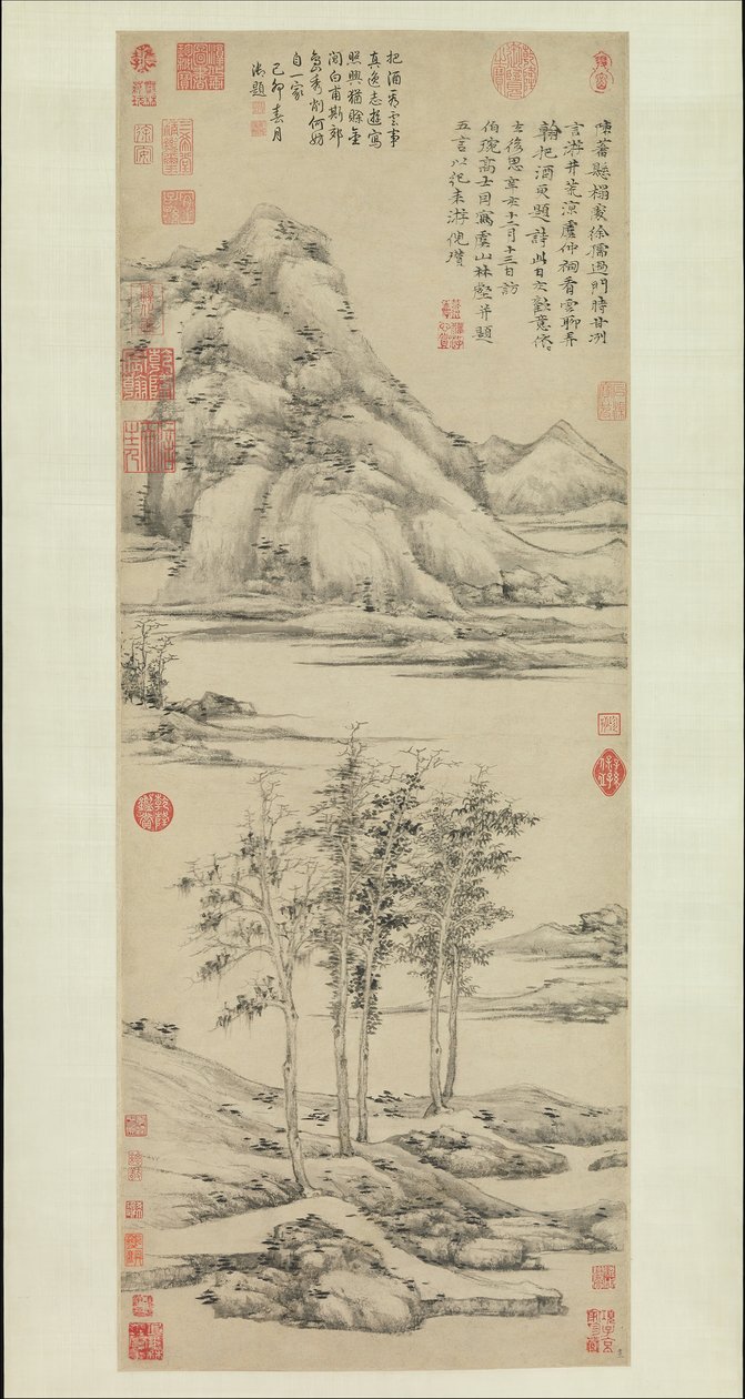 Bois et vallées du mont Yu, daté 1372 - Ni Zan