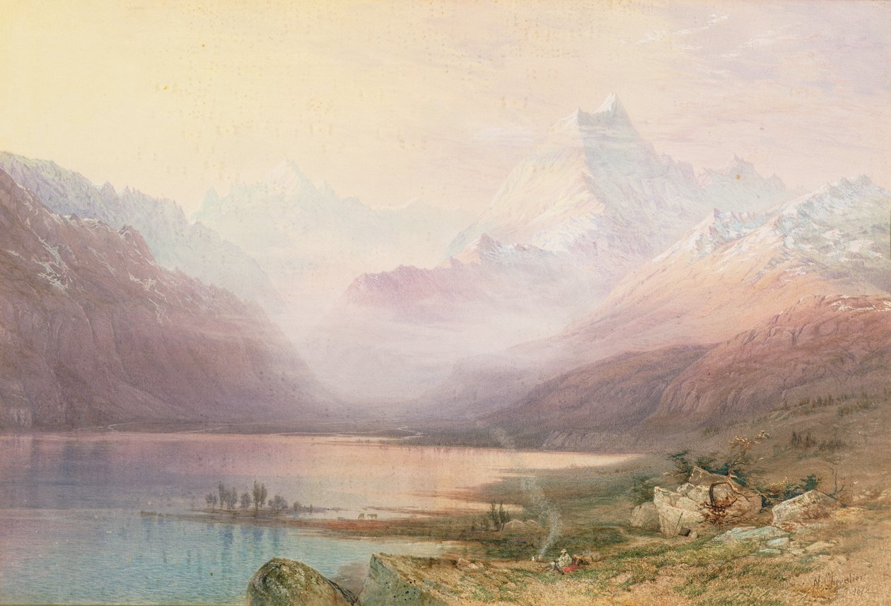 Mont Cook et lac Pukaki, île du Sud, Nouvelle-Zélande, 1872 - Nicholas Chevalier