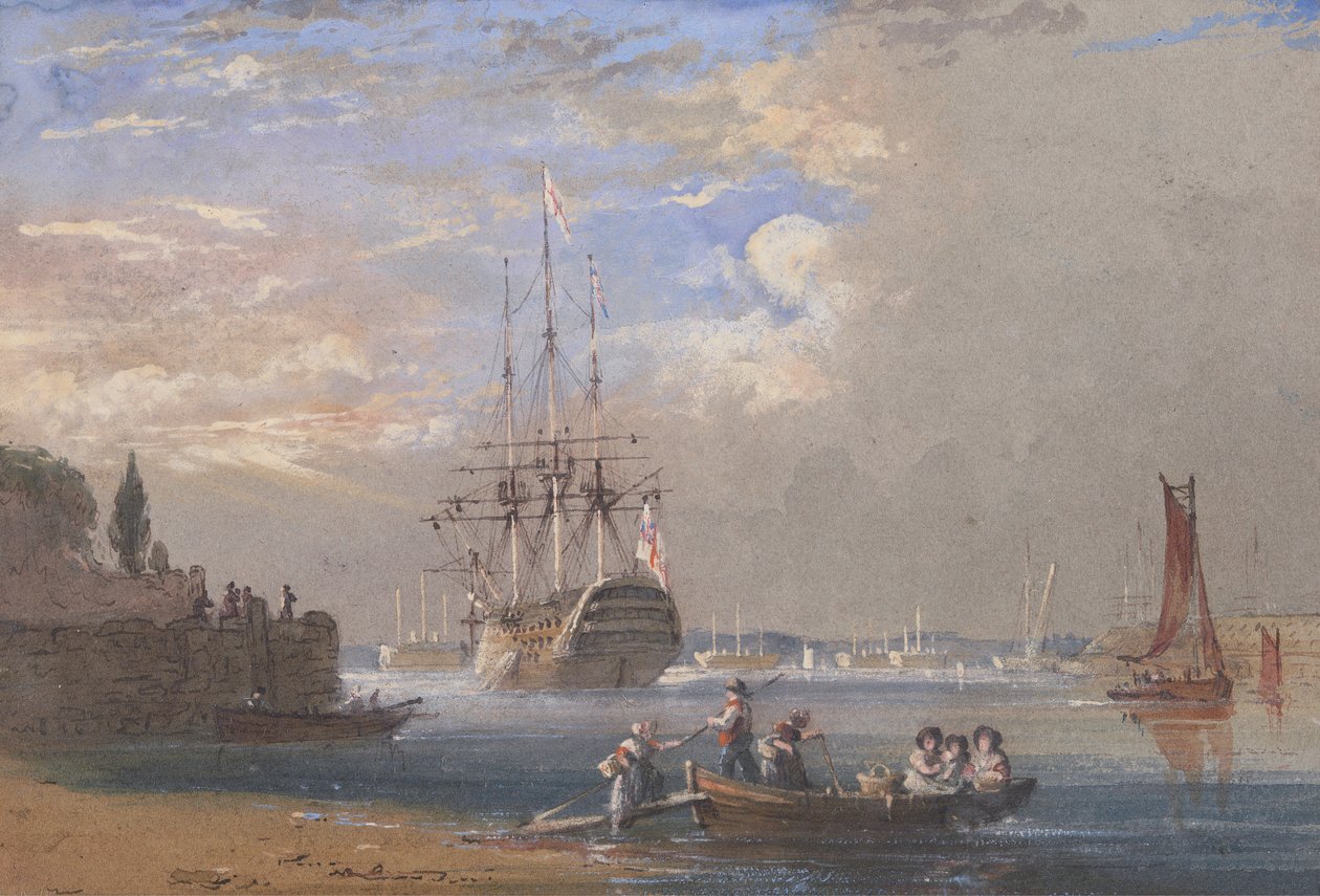 H.M.S. St. Vincent à Plymouth - Nicholas Condy