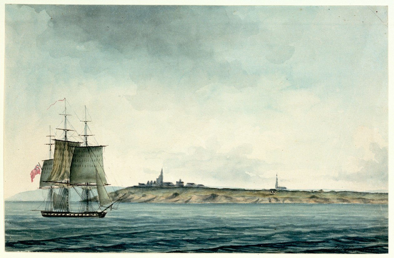 Navire de sixième rang de la HM naviguant le long de la côte anglaise - Nicholas Pocock