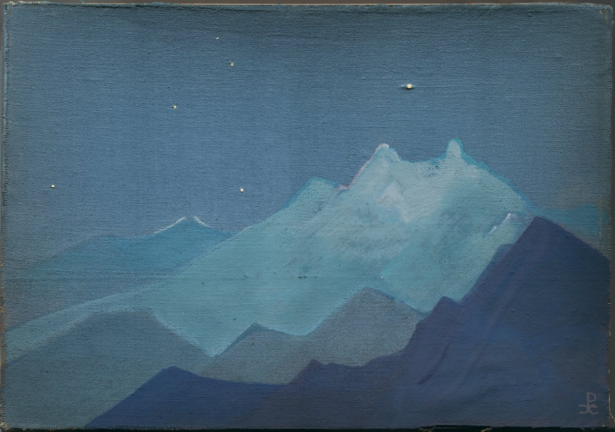 Himalayas, montagnes au clair de lune, esquisse, 1933 - Nicholas Roerich