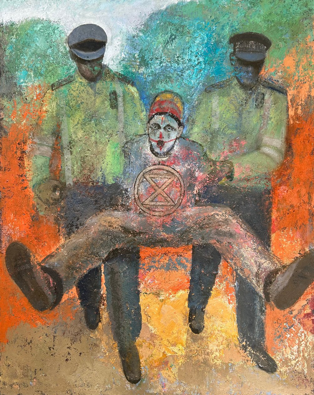 Police Escort, 2022-23 (huile sur carton) - Nick Williams