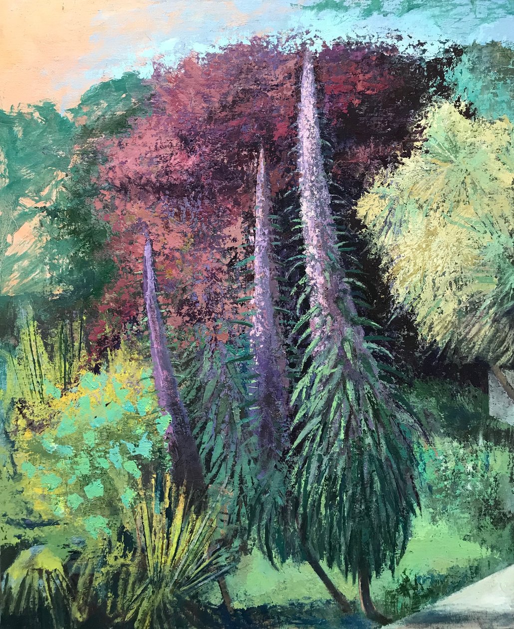 Trois échiums, 2022-23 (huile sur carton) - Nick Williams