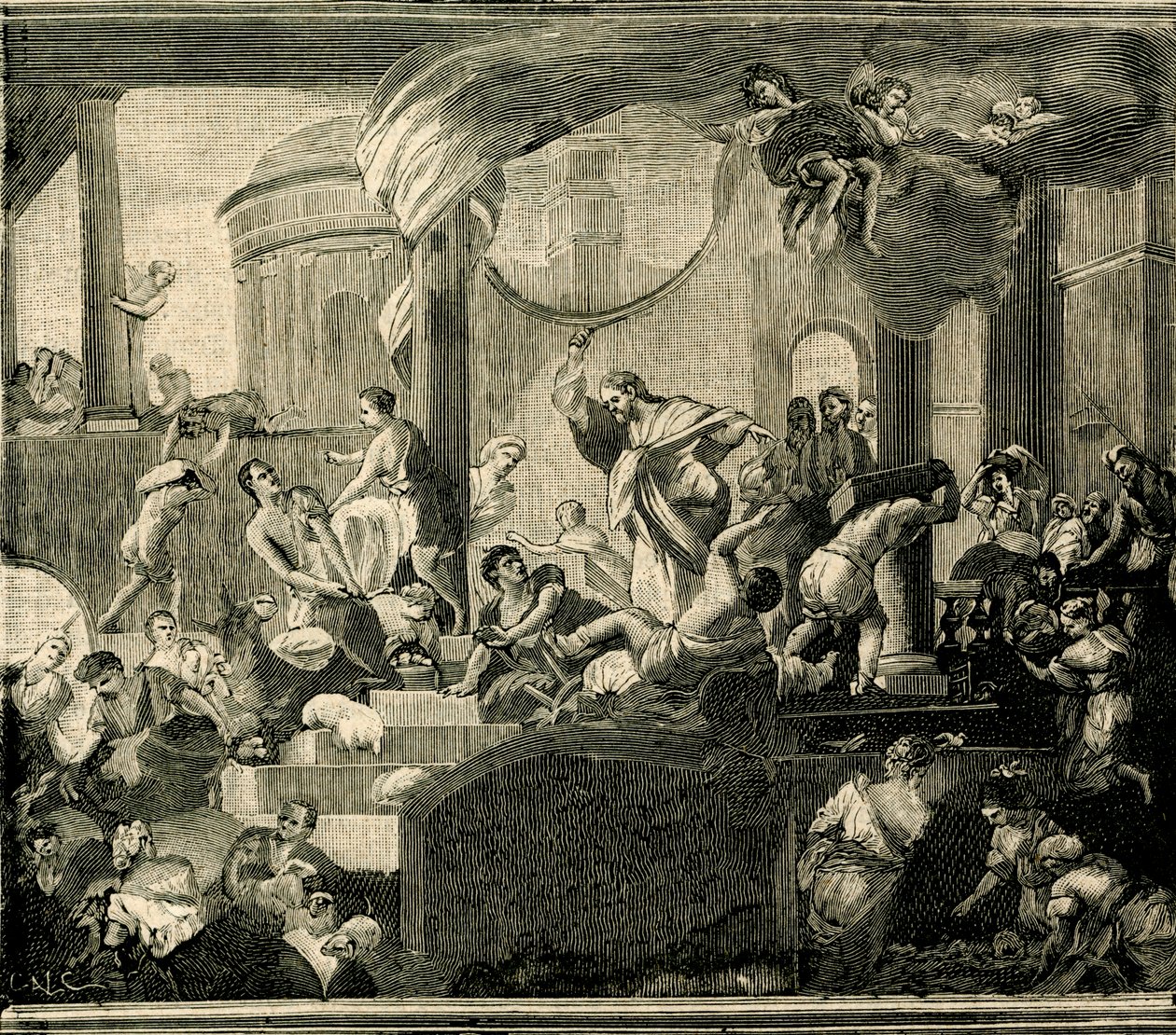 Jésus chassant les marchands du Temple - Nicola Malinconico