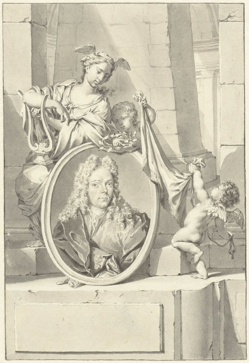 Putti et une femme près d
