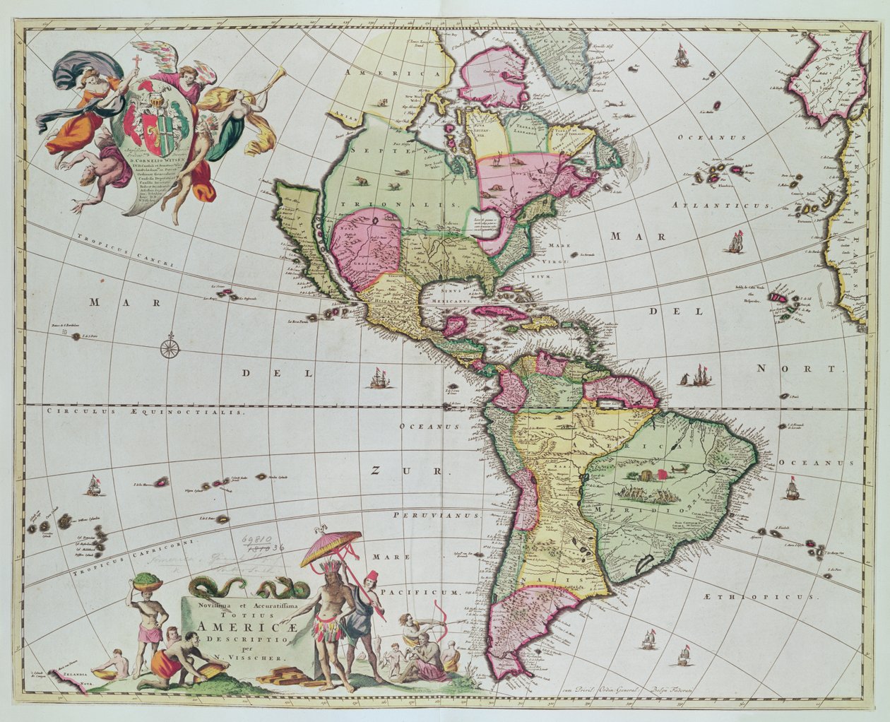 Novissima et Accuratissima Totius Americae Descriptio per N. Visscher, 1648 - Nicolaes Jansz Visscher