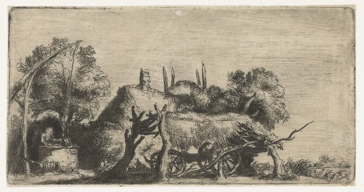 Paysage avec un puits et une charrette - Nicolaes Anthoni Flinck (attributed to)