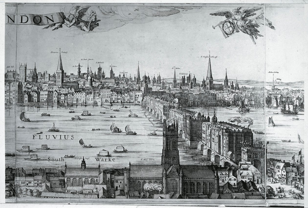 Vue de la ville de Londres avec le pont de Londres - Nicolaes Jansz (1586 1652) Visscher