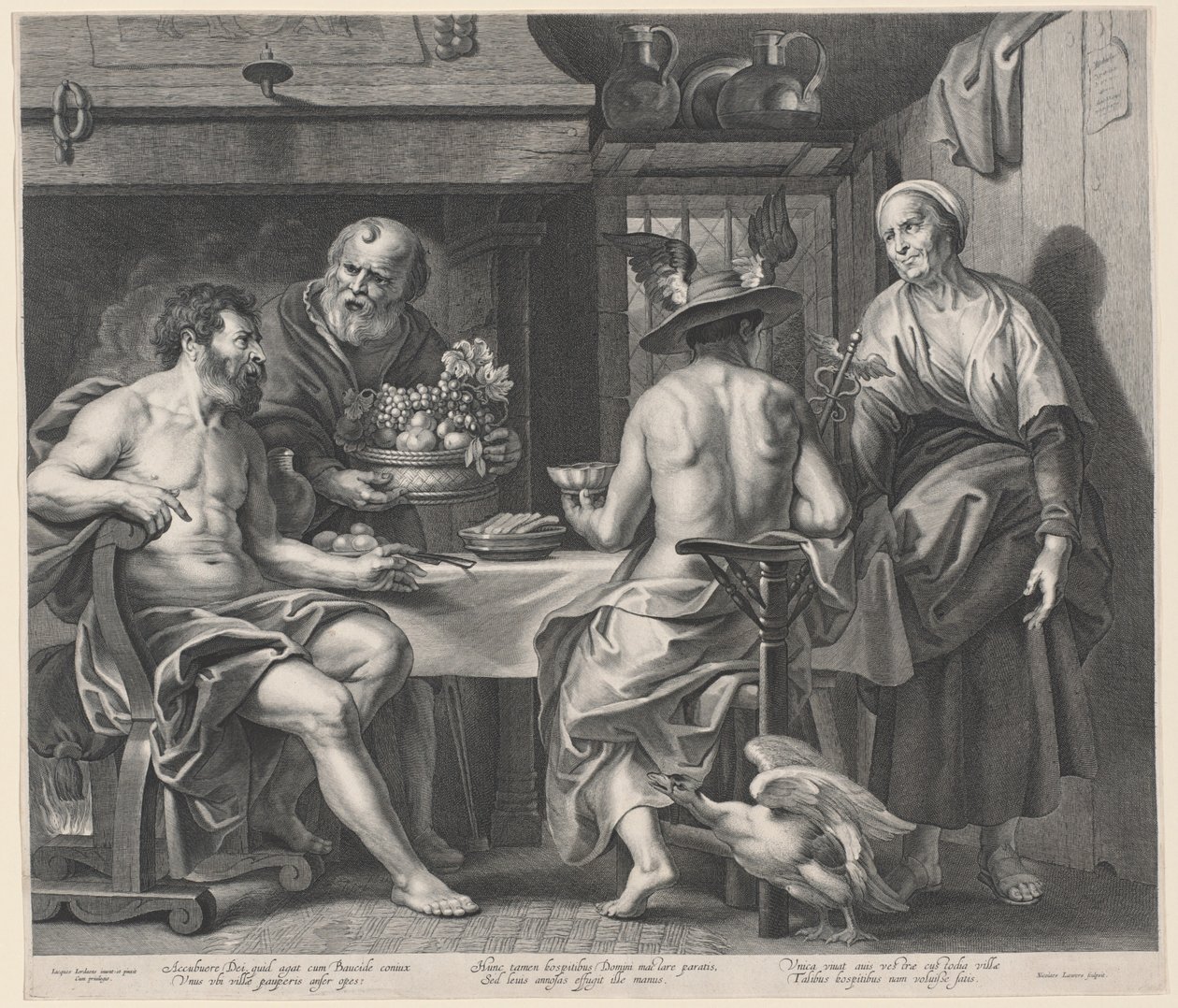 Jupiter et Mercure reçus par Philémon et Baucis - Nicolaes Lauwers, after Jacob Jordaens