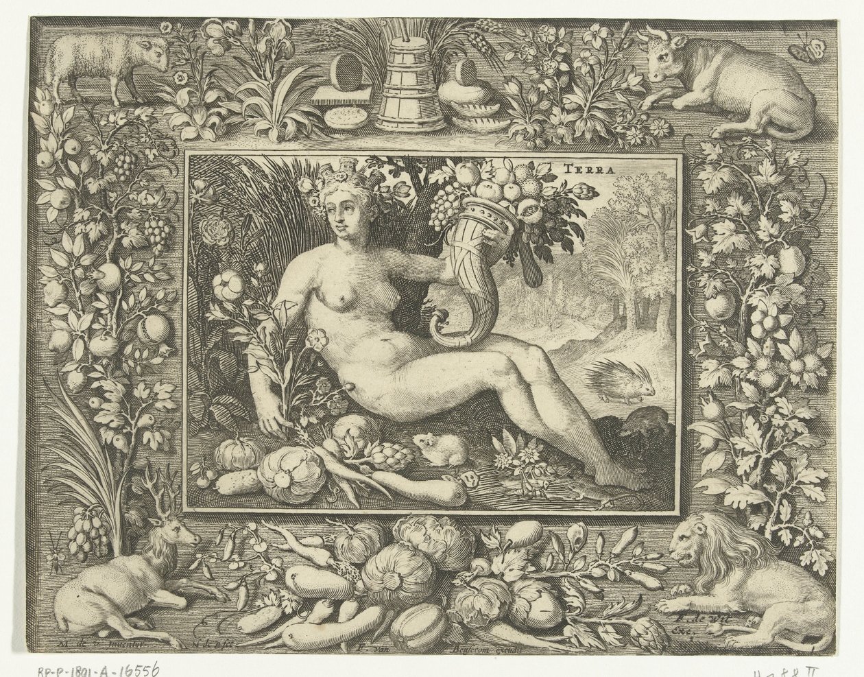 Élément terre comme femme nue avec corne d