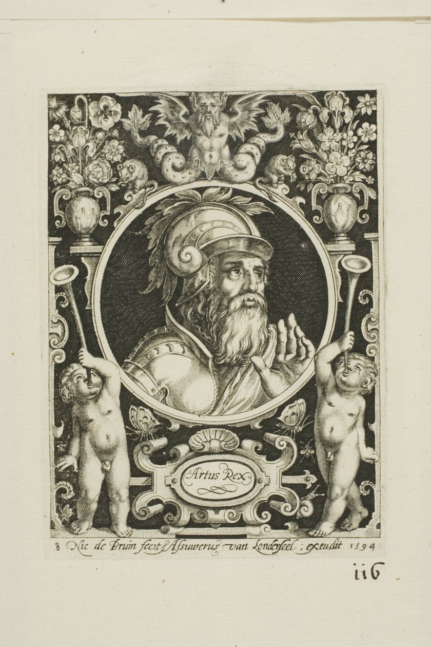Roi Arthur, planche huit de Les Neuf Preux - Nicolaes de Bruyn