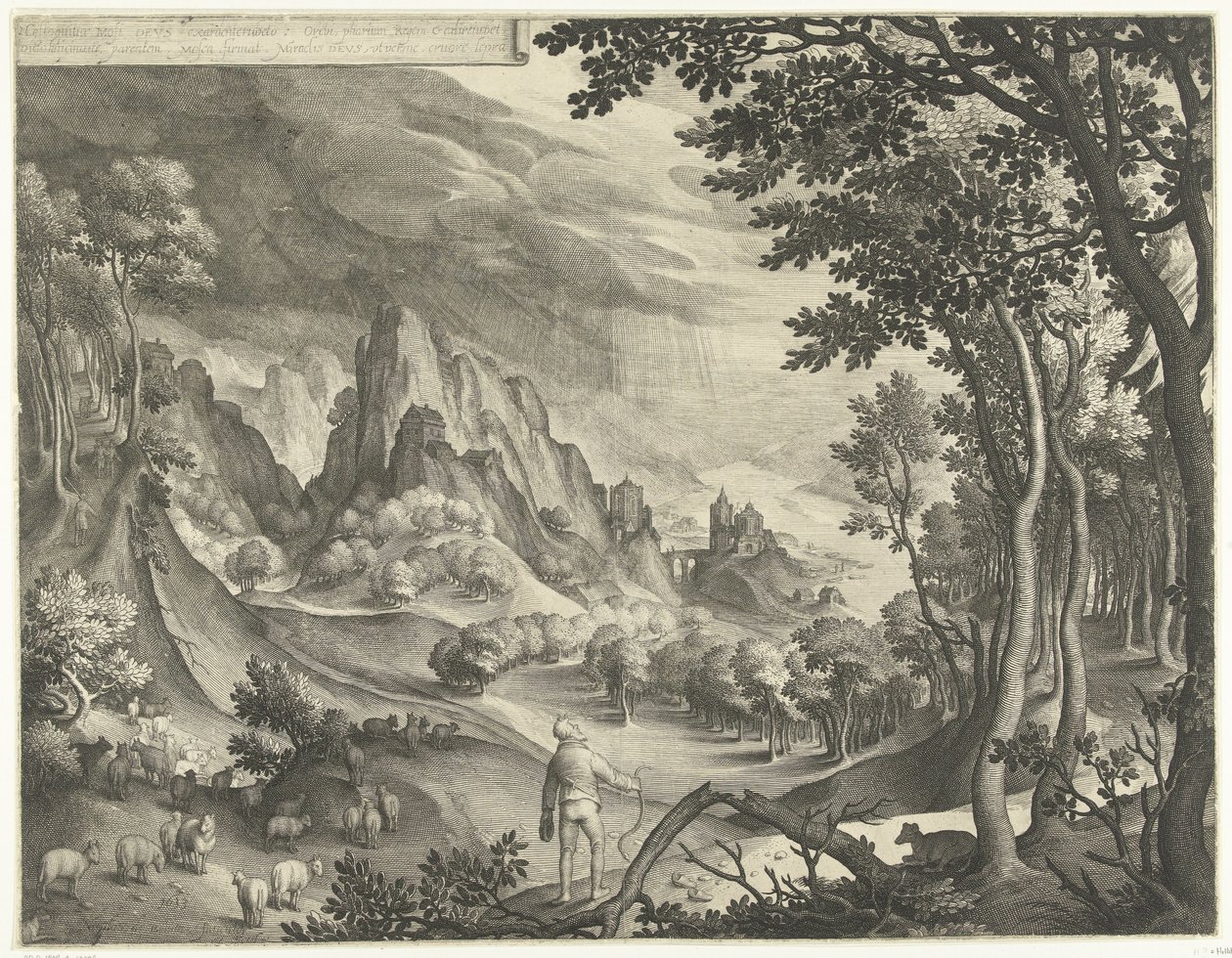 Moïse interpellé par Dieu sur le mont Horeb - Nicolaes de Bruyn