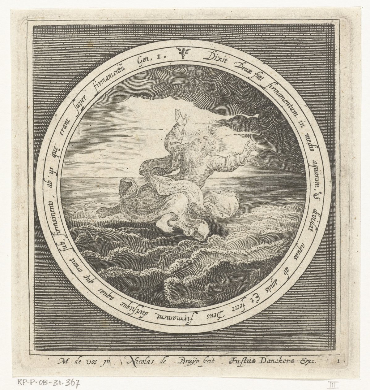 Deuxième jour de la création : Dieu sépare les eaux en ciel et mer - Nicolaes de Bruyn