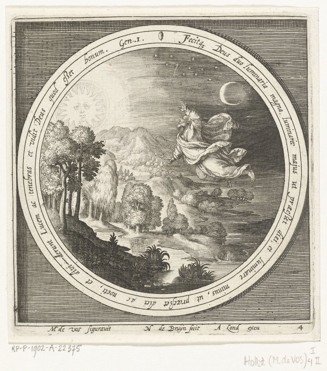 Quatrième jour de la création : Dieu crée le soleil, la lune et les étoiles - Nicolaes de Bruyn