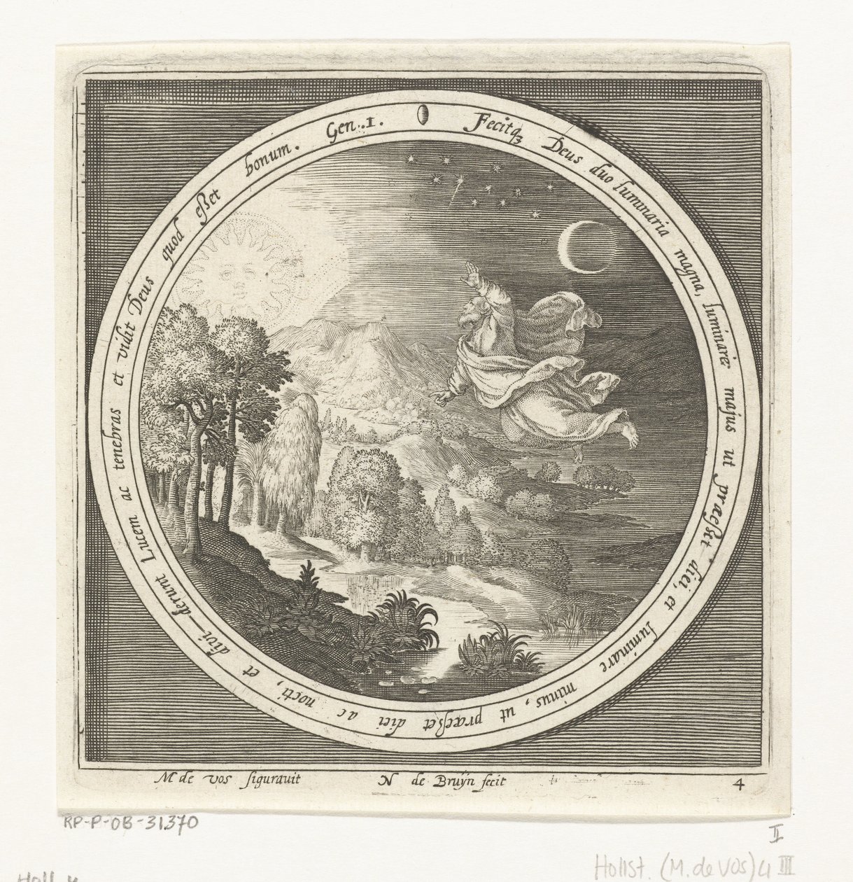 Quatrième jour de la création : Dieu crée le soleil, la lune et les étoiles - Nicolaes de Bruyn