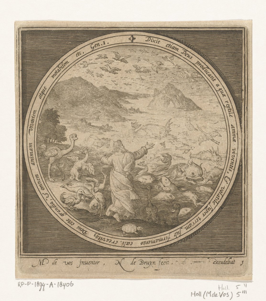 Cinquième jour de la création : Dieu crée les poissons et les oiseaux - Nicolaes de Bruyn