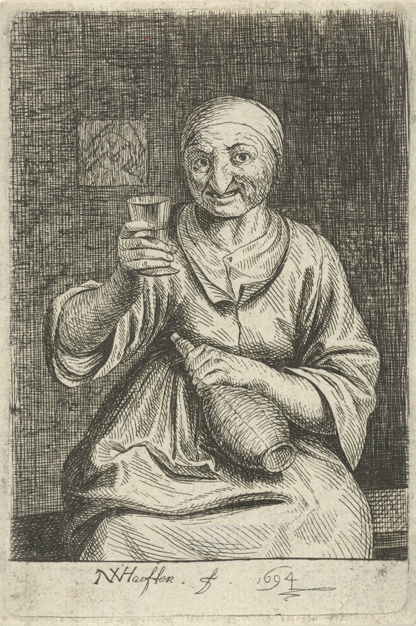 Vieille femme avec verre et cruche - Nicolaes van Haeften