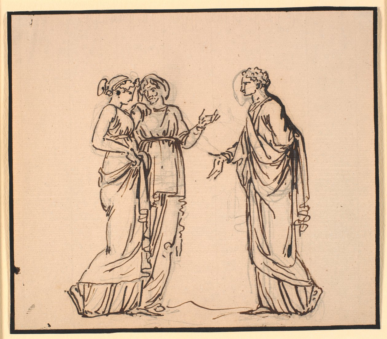 Scène antique avec trois figures, un homme parlant à deux femmes - Nicolai Abildgaard