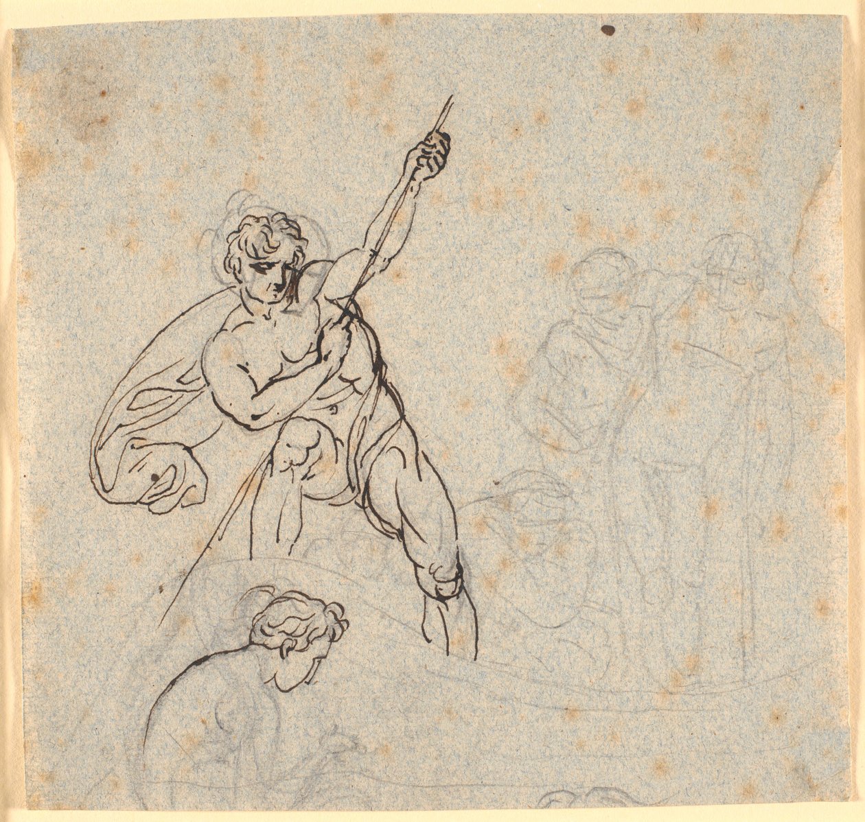 Bateau avec homme tenant une perche et quatre autres figures - Nicolai Abildgaard