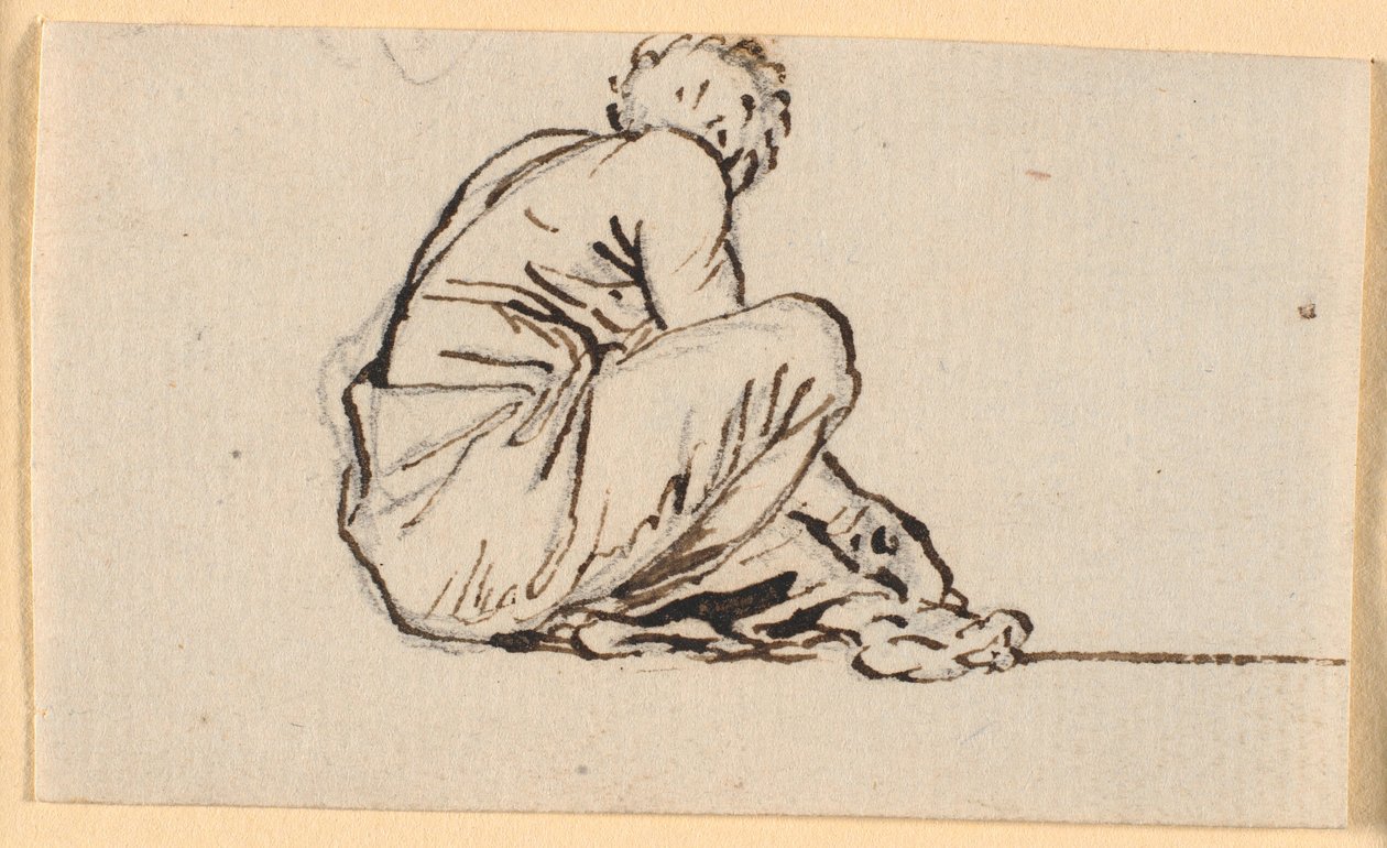 Un homme accroupi, vu de côté - Nicolai Abildgaard