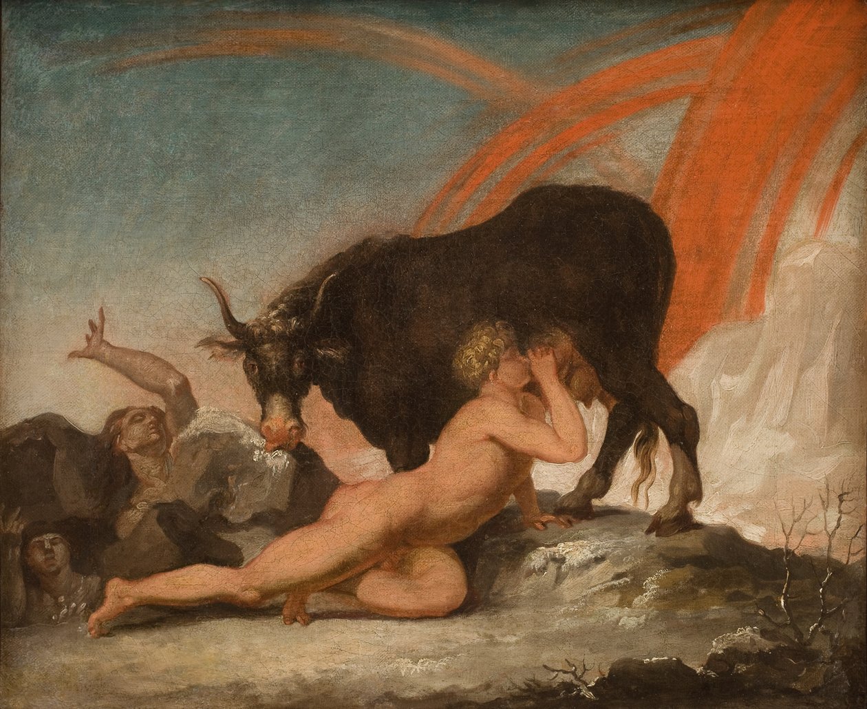 Ymir allaitant la vache Audhumla - Nicolai Abildgaard