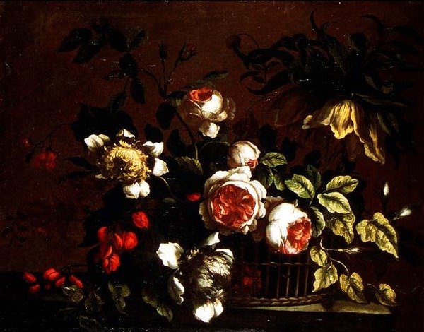 Roses, pivoines et autres fleurs sur un rebord - Nicolas (circle of) Baudesson