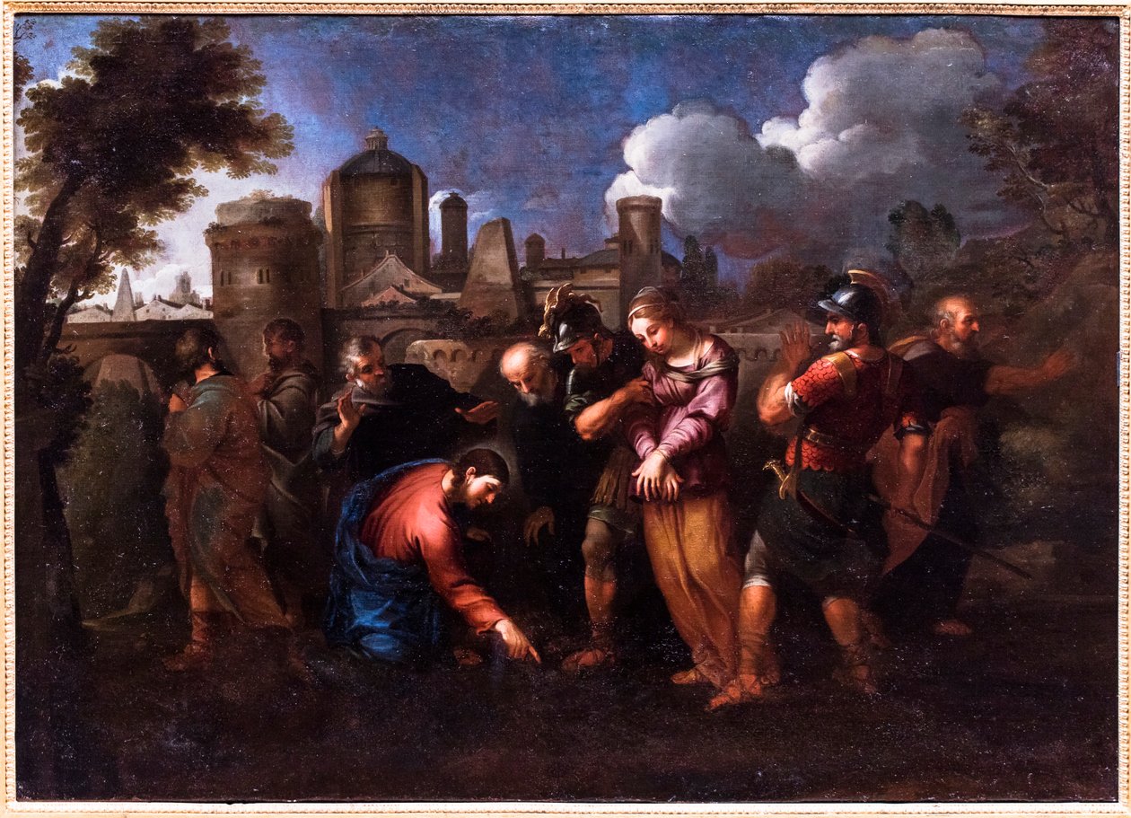 La femme adultère (huile sur toile) - Nicolas (school of) Poussin