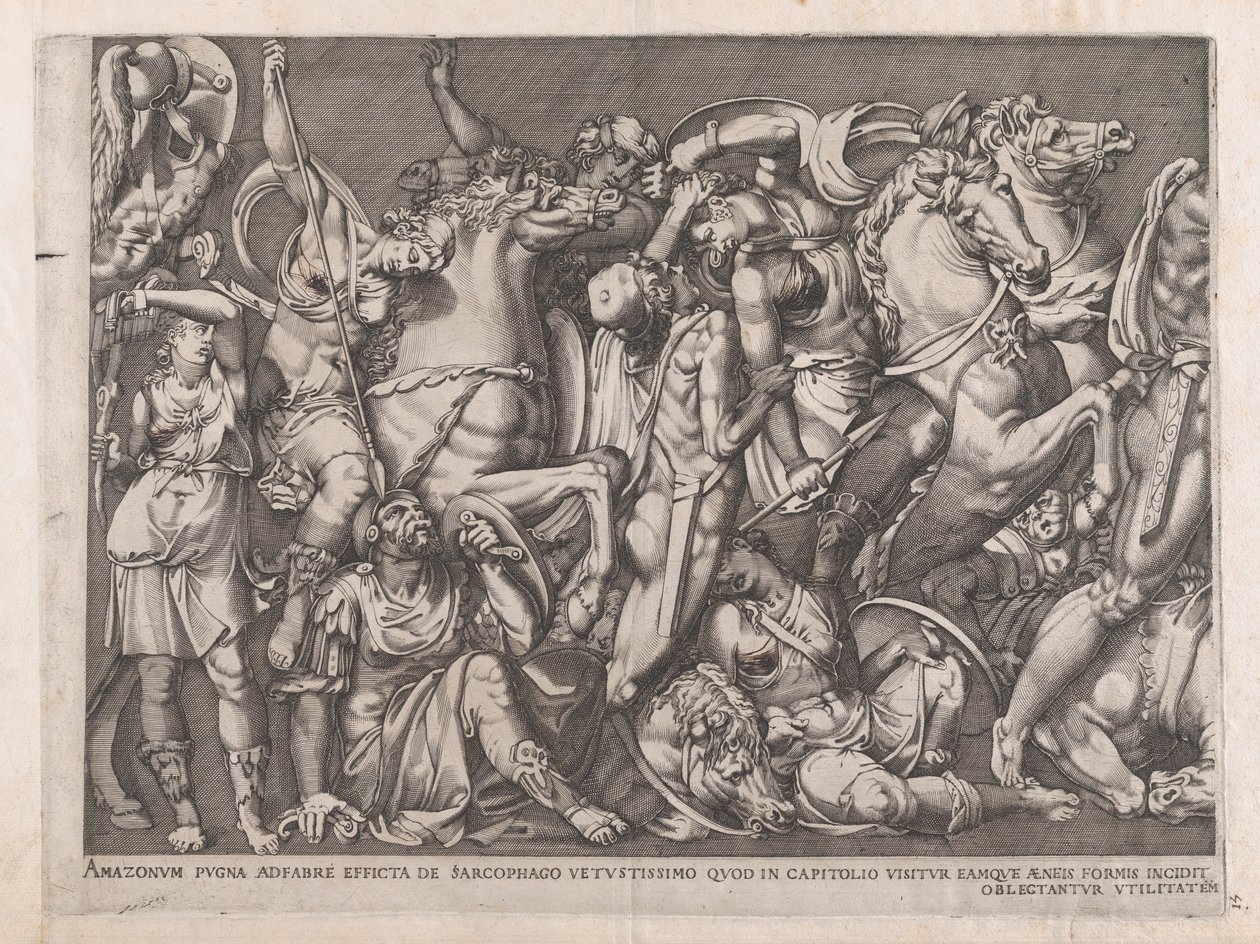 Speculum Romanae Magnificentiae : Bataille des Amazones - Nicolas Beatrizet