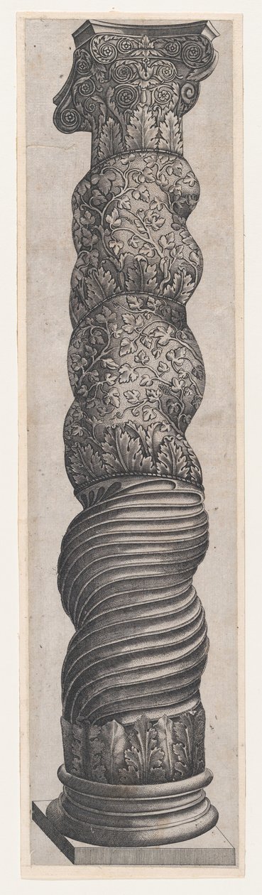 Speculum Romanae Magnificentiae : Colonne grotesque en spirale à Saint-Pierre, 16e siècle - Nicolas Beatrizet