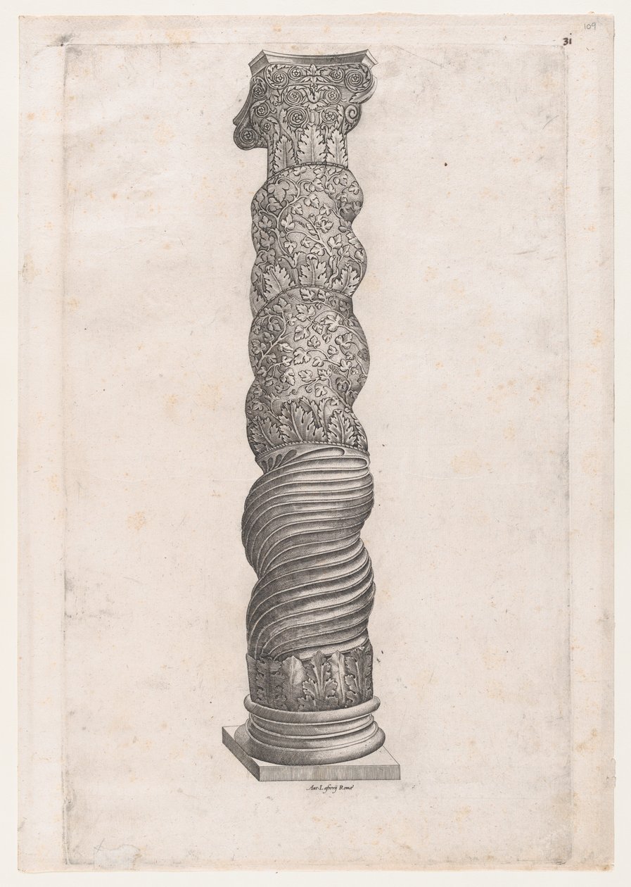 Speculum Romanae Magnificentiae: Colonne grotesque en spirale à Saint-Pierre - Nicolas Beatrizet