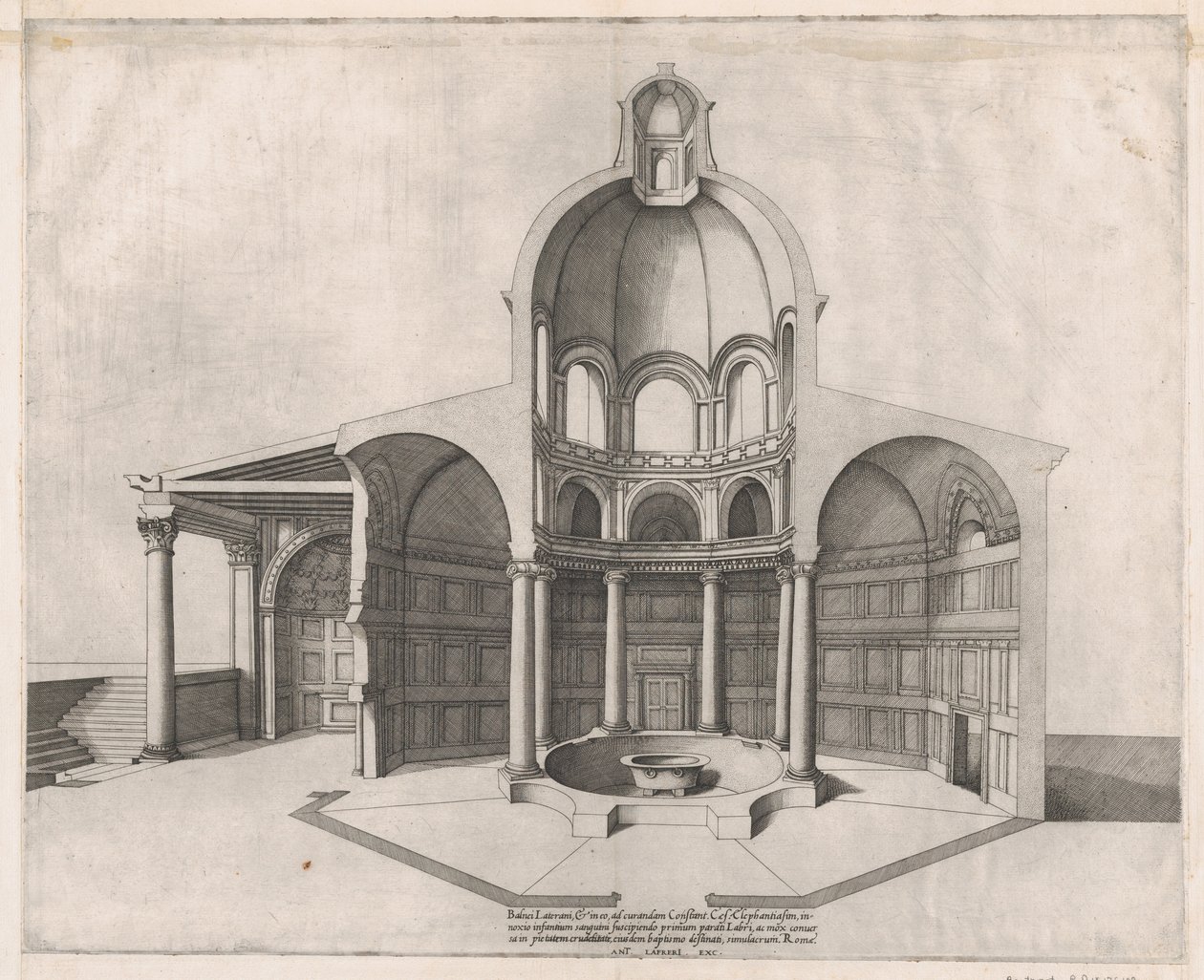 Speculum Romanae Magnificentiae : Intérieur du Latran, 16e siècle - Nicolas Beatrizet