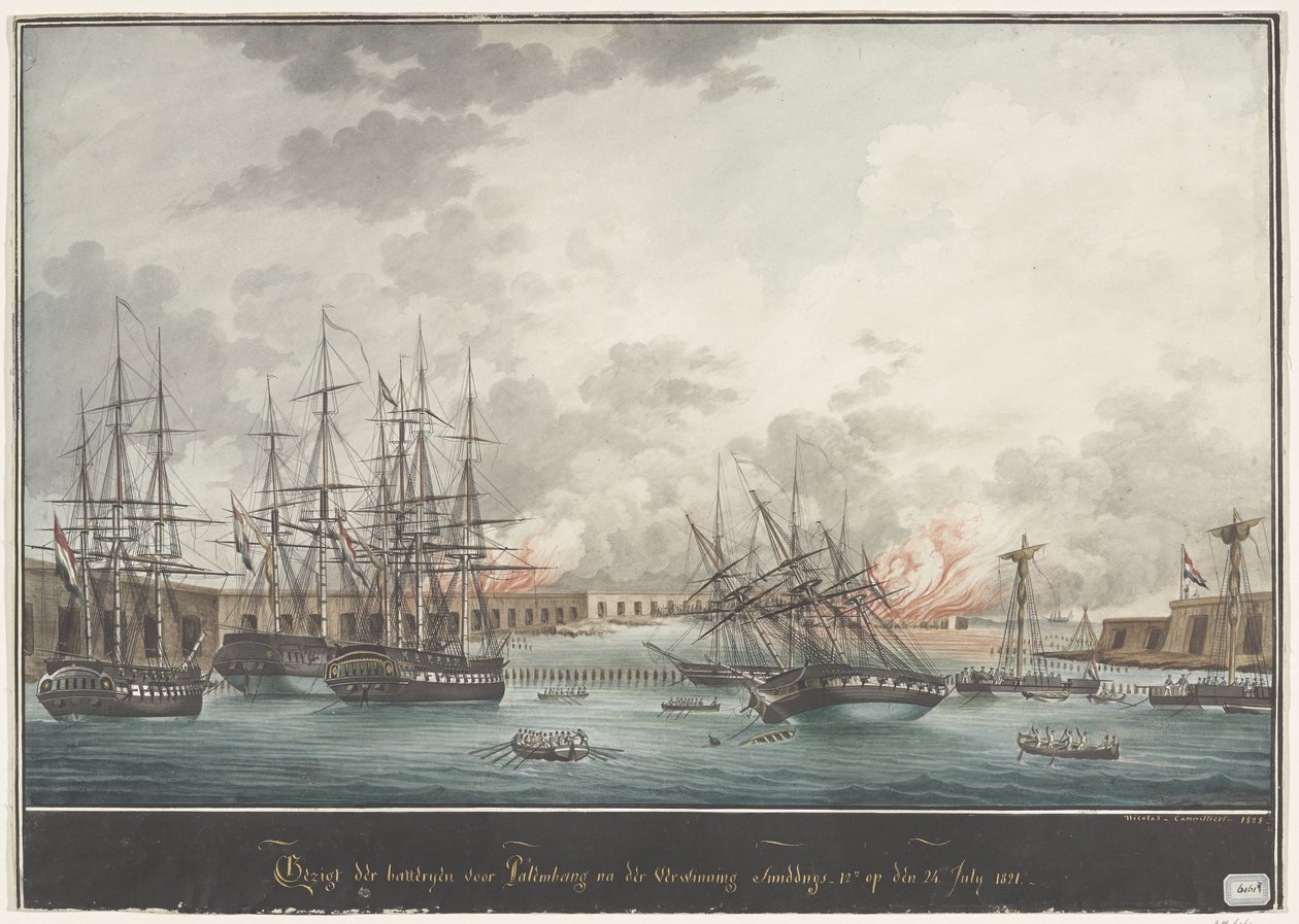 Vue des batteries devant Palembang après la victoire à midi - 12h le 24 juillet 1821 - Nicolas Cammillieri