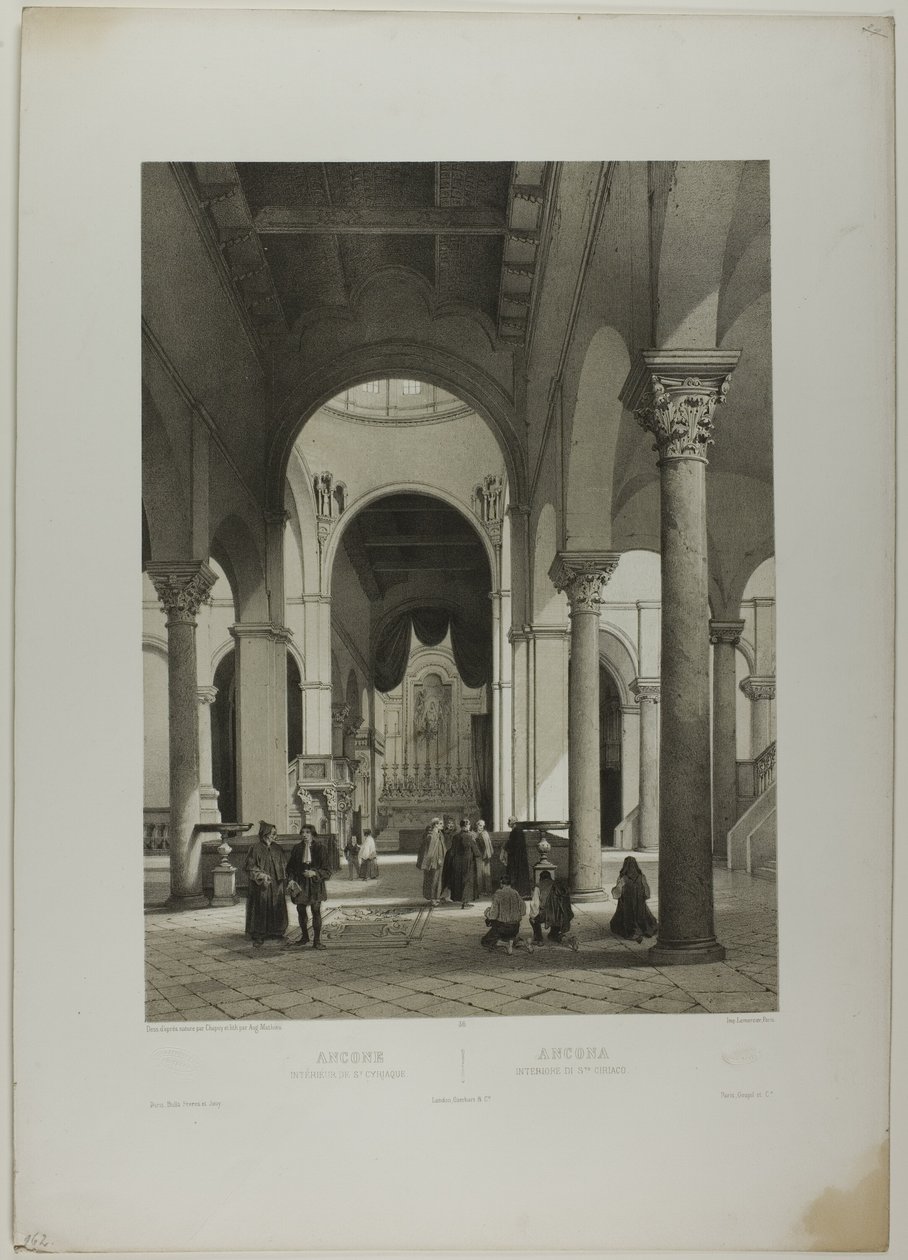 Ancône : Intérieur de St. Syriacus, planche 38 de Italie Monumentale et Pittoresque - Nicolas Chapuy