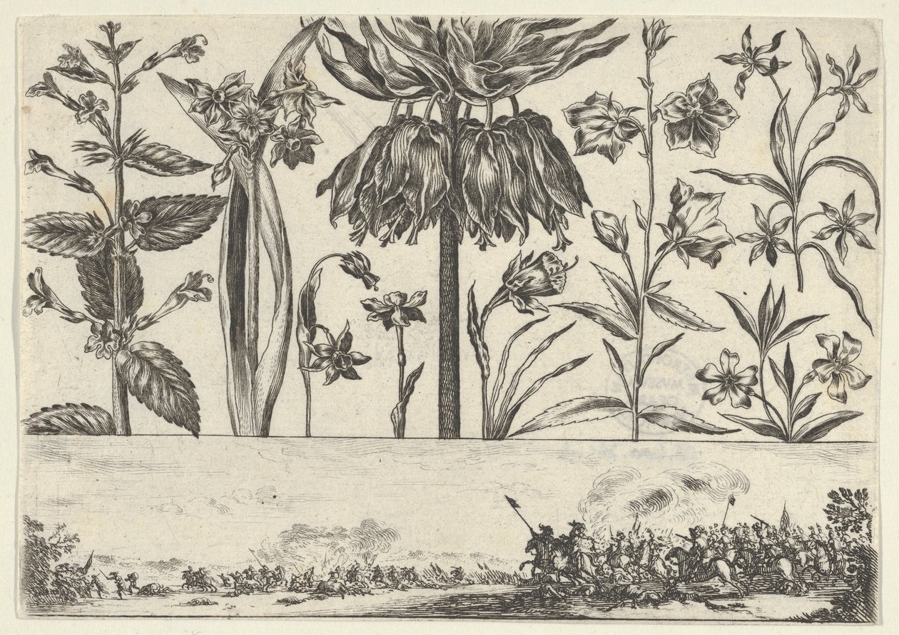 Panneau horizontal avec une rangée de fleurs au-dessus d