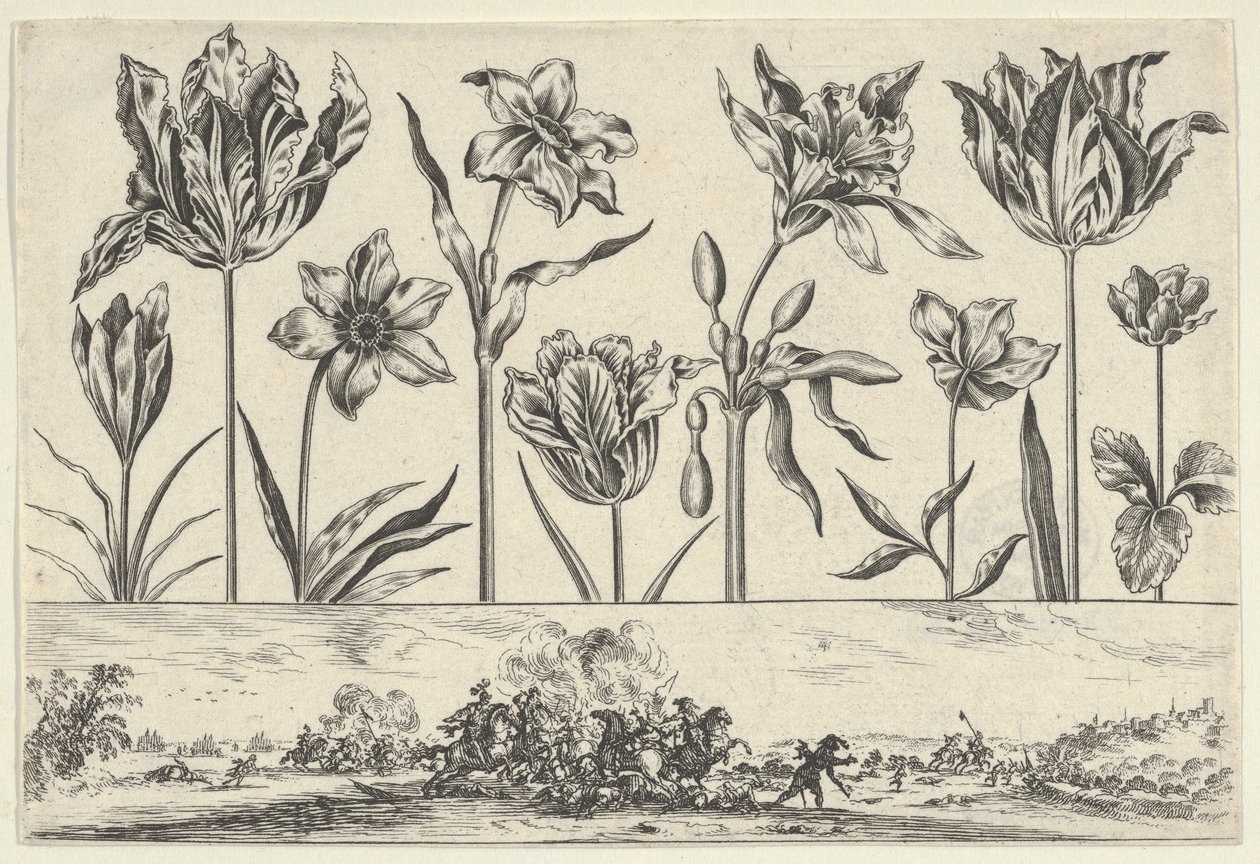 Panneau horizontal avec une rangée de fleurs au-dessus d
