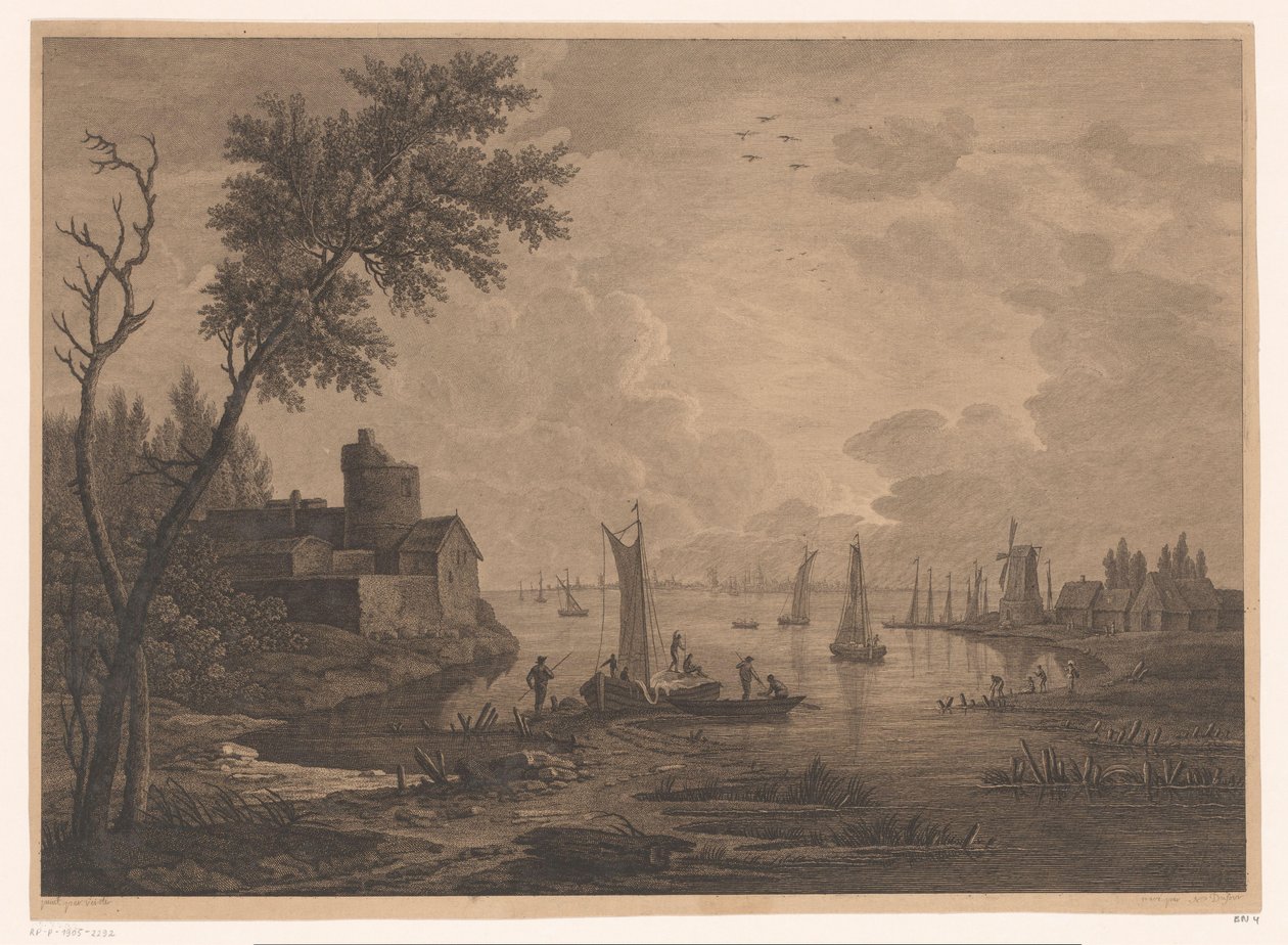 Paysage avec bateaux de pêche - Nicolas Dufour