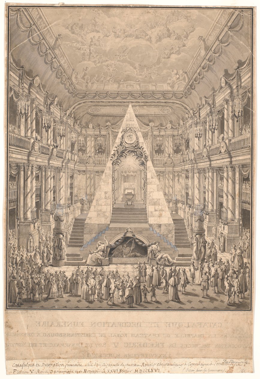 Chapelle du château de Christiansborg avec le catafalque de Frederik V - Nicolas Henri Jardin