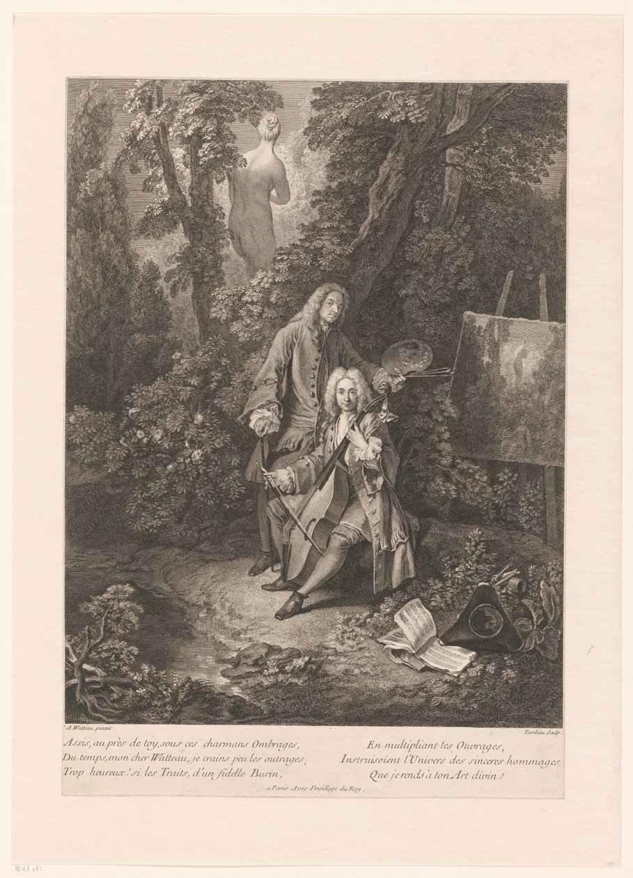 Deux hommes galants dans un paysage de parc - Nicolas Henri Tardieu