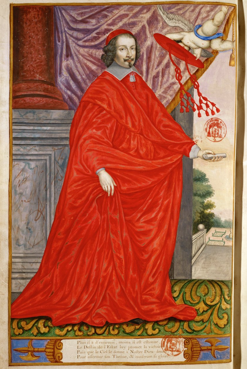 Mazarin, Jules, Cardinal De la Panegyrique illustre des Hommes celebres de notre Siecle Miniature sur parchemin MS 2213 ... (miniature sur parchemin) - Nicolas Jarry