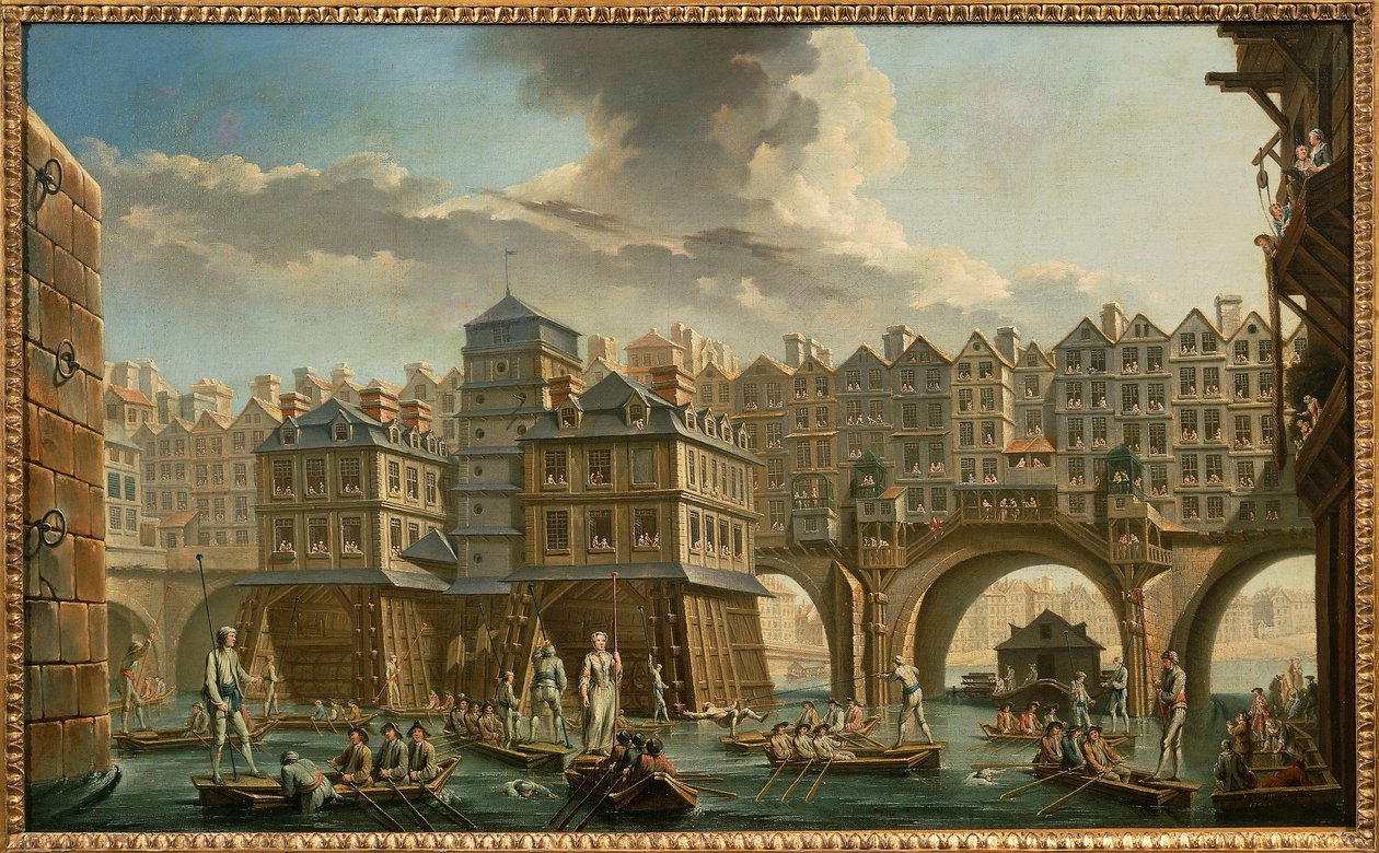 Paris, joute des bateliers entre le Pont Notre-Dame et le Pont au Change - Nicolas and Jean Baptiste Raguenet