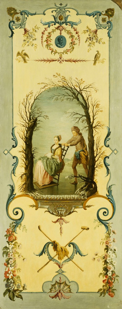 Trois panneaux décoratifs avec des allégories de l