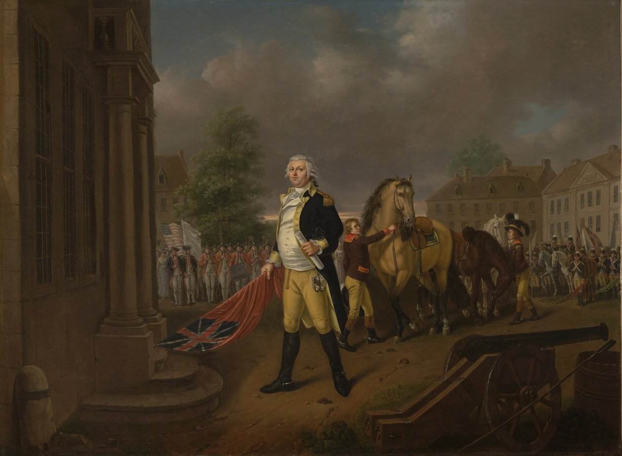 Le général Humphreys remettant les étendards pris à Yorktown au Congrès, Philadelphie - Nicolas Louis Albert Delerive