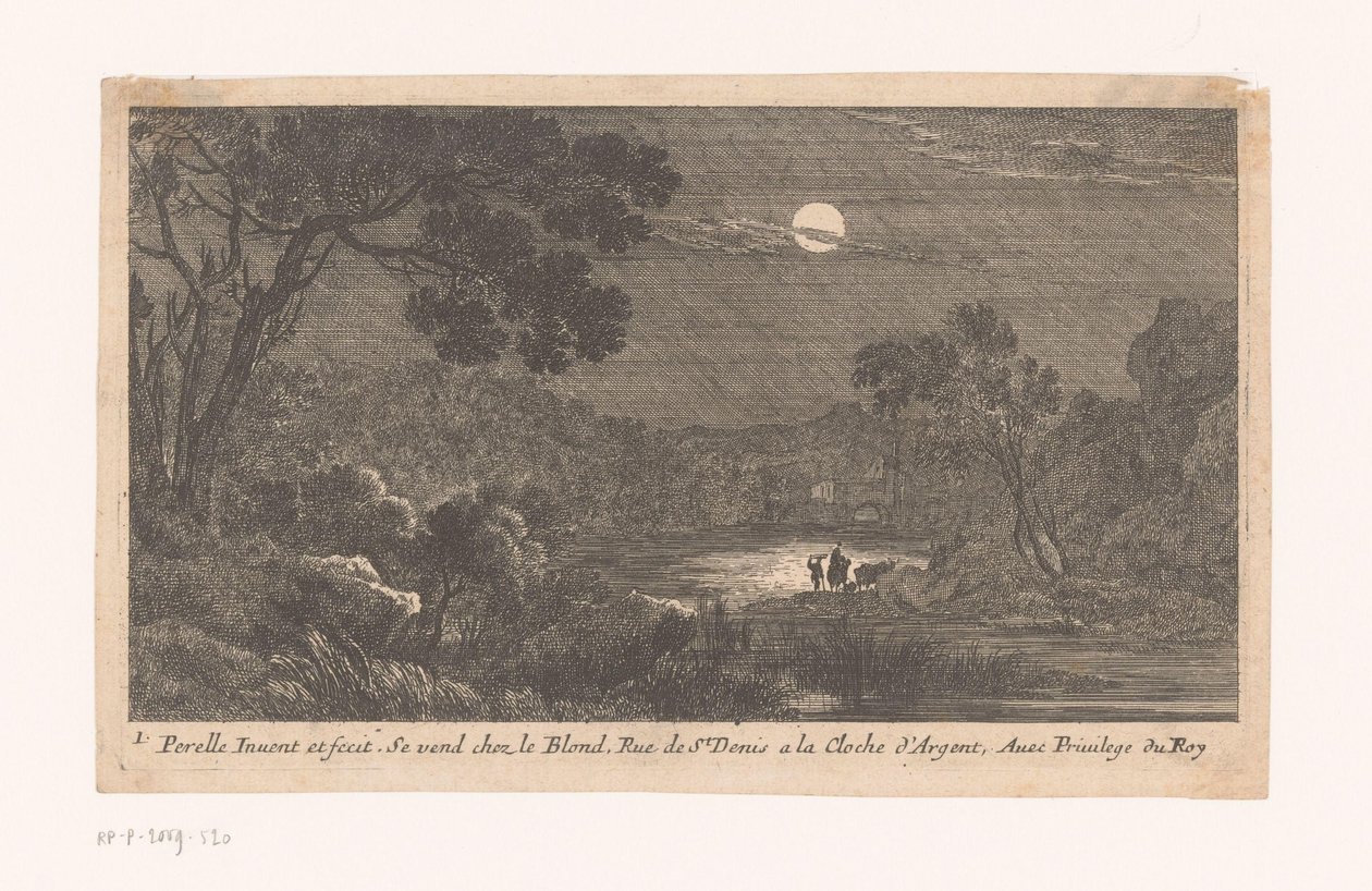 Paysage de nuit avec voyageurs - Nicolas Perelle