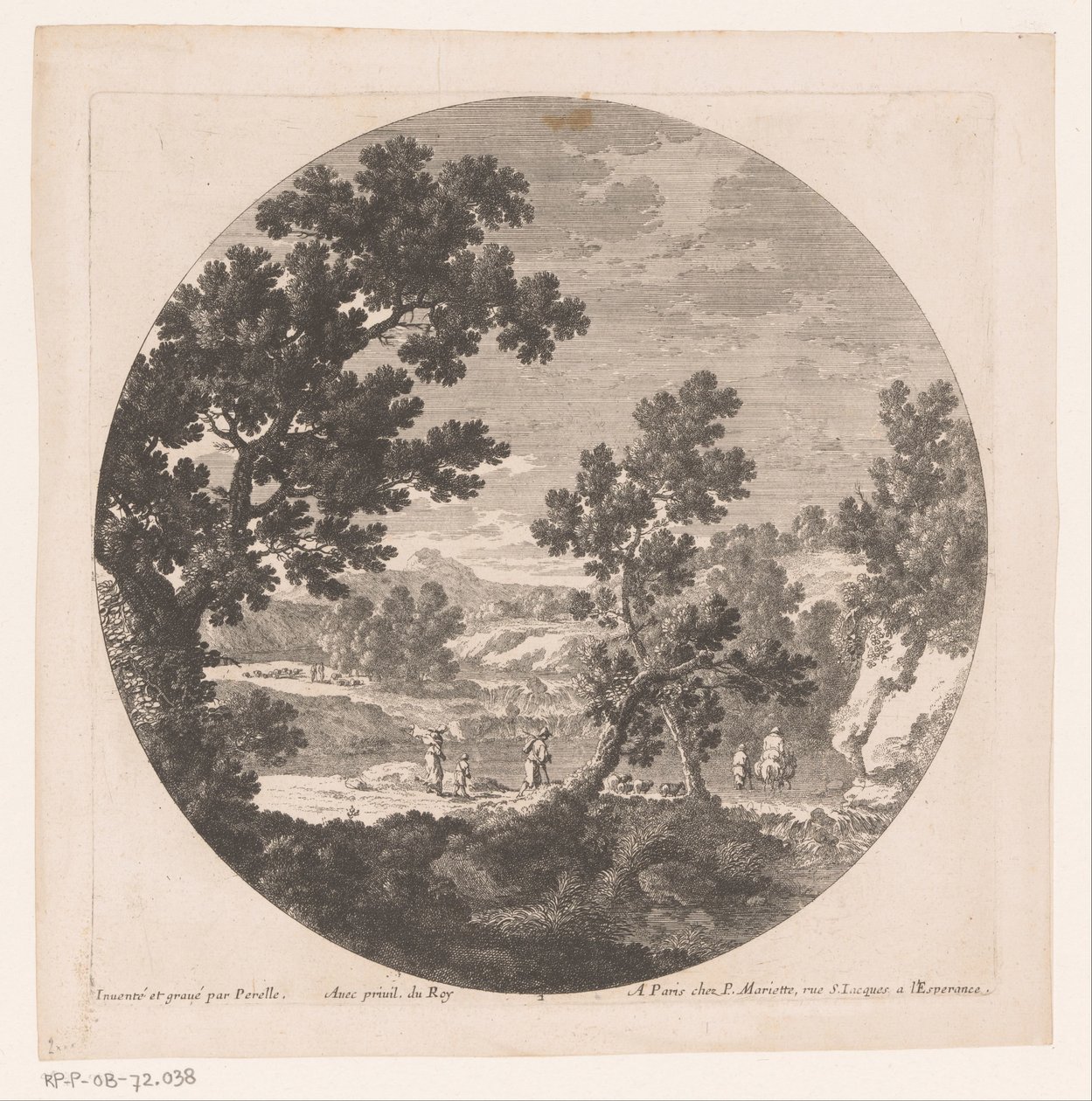 Paysage avec bergers le long d