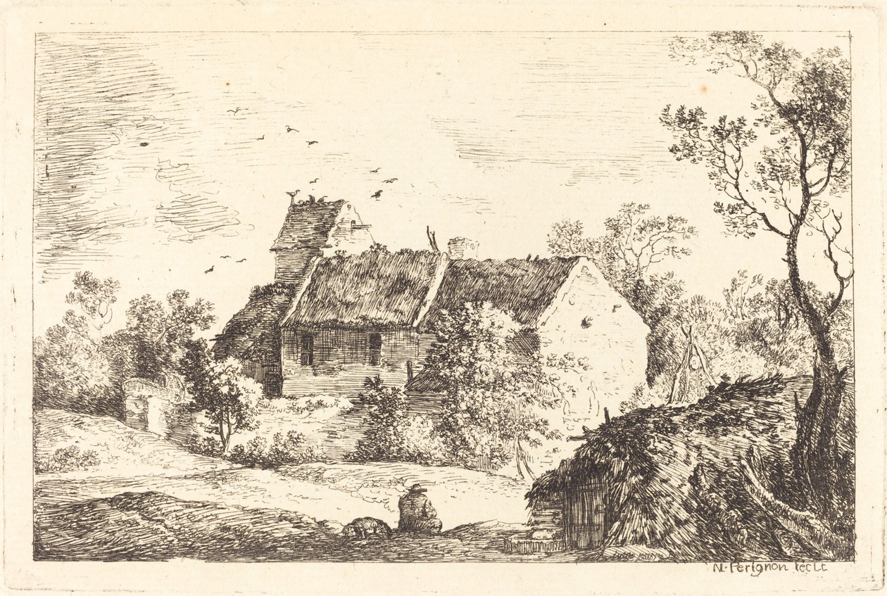 Maison avec pigeonnier dans un paysage vallonné - Nicolas Perignon